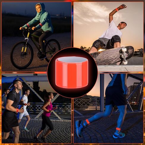 20 Pcs Reflector Snap Bands Fluorescent Slap Armbands High Visibility Slap Reflector Strips Safety Bands for Children Adults Boys and Girls When Cycling Running Hiking Jogging in Kuwait