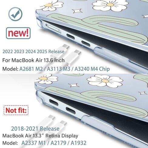 May Chen Compatible with M3 MacBook Air 13.6 inch Case A3113 A2681 M2 Chip 2022 2023 2024 Release, Plastic Hard Shell Case with Screen Protector & Keyboard Cover, Sakura Pink Glitter Bow in Kuwait