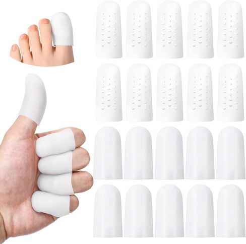 Gel Finger Cots with Air Holes, 20 Pcs Nail Biting Prevention Finger Gloves, Finger Protectors, Finger Covers for Relief Hand Eczema, Healing for Wounds, Trigger Finger, Finger Cracking, Finger in Kuwait