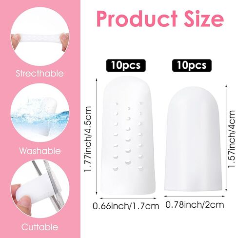 Gel Finger Cots with Air Holes, 20 Pcs Nail Biting Prevention Finger Gloves, Finger Protectors, Finger Covers for Relief Hand Eczema, Healing for Wounds, Trigger Finger, Finger Cracking, Finger in Kuwait