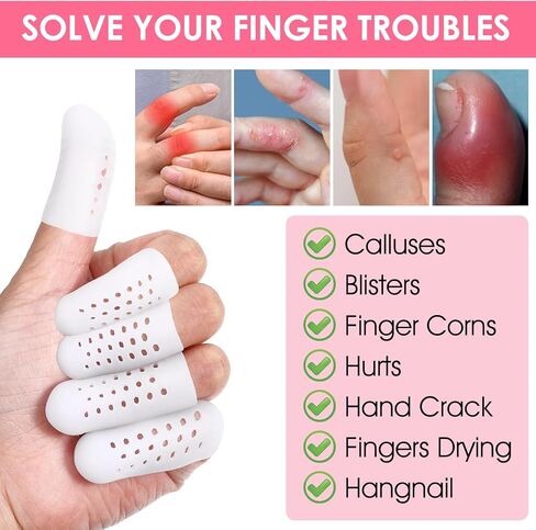 Gel Finger Cots with Air Holes, 20 Pcs Nail Biting Prevention Finger Gloves, Finger Protectors, Finger Covers for Relief Hand Eczema, Healing for Wounds, Trigger Finger, Finger Cracking, Finger in Kuwait