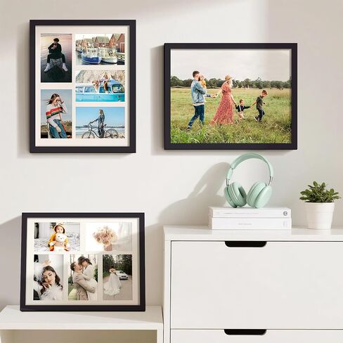 إطار صورة upsimples مقاس 8x14، عرض صور 3 4x6 مع حصيرة أو 8x14 بدون حصيرة، تعليق على الحائط 3 4x6 إطار صورة ملصقة لتزيين الحائط، أسود، عبوة واحدة in Kuwait