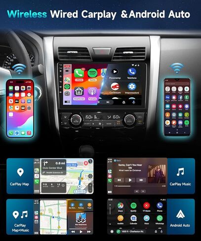 8Core 4G 64G CAR Stereo ل NISSAN Altima 2013-2018 مع CARPLAY اللاسلكي Android Auto 10.1inch 1280x720p الشاشة اللمس 5.0 Bluetooth DSP 46EQ 59UIS FM/RDS GPS WIFI WIFI IP67 HD HD CAMERAME in Kuwait