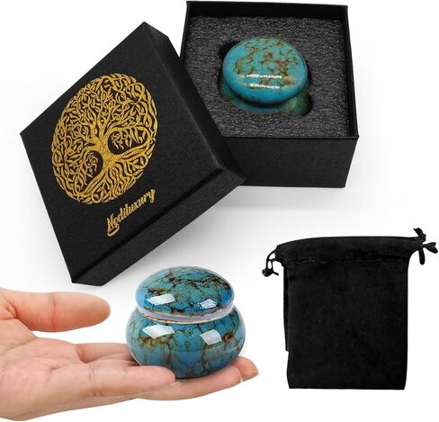 Small Urns for Human Ashes Keepsake,Ceramic Small Cremation Urn for Ashes for Women Adult Male with Gift Box and Velvet Bag 1.6'' Mini Urns for Pet Urn Dog Cat Ashes Keepsake Green in Kuwait
