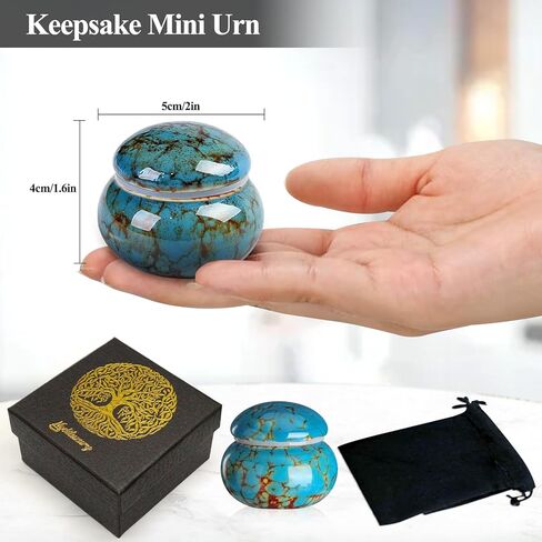Small Urns for Human Ashes Keepsake,Ceramic Small Cremation Urn for Ashes for Women Adult Male with Gift Box and Velvet Bag 1.6'' Mini Urns for Pet Urn Dog Cat Ashes Keepsake Green in Kuwait