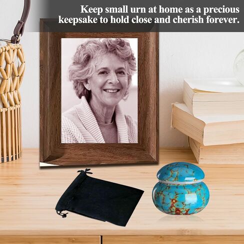 Small Urns for Human Ashes Keepsake,Ceramic Small Cremation Urn for Ashes for Women Adult Male with Gift Box and Velvet Bag 1.6'' Mini Urns for Pet Urn Dog Cat Ashes Keepsake Green in Kuwait