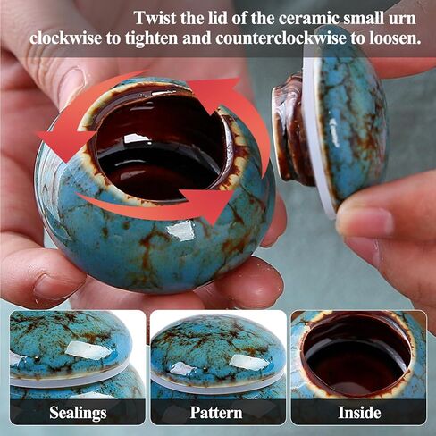 Small Urns for Human Ashes Keepsake,Ceramic Small Cremation Urn for Ashes for Women Adult Male with Gift Box and Velvet Bag 1.6'' Mini Urns for Pet Urn Dog Cat Ashes Keepsake Green in Kuwait