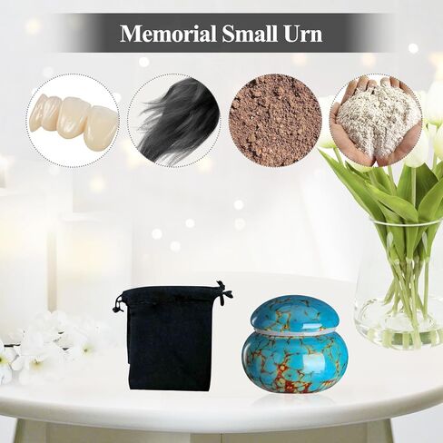 Small Urns for Human Ashes Keepsake,Ceramic Small Cremation Urn for Ashes for Women Adult Male with Gift Box and Velvet Bag 1.6'' Mini Urns for Pet Urn Dog Cat Ashes Keepsake Green in Kuwait