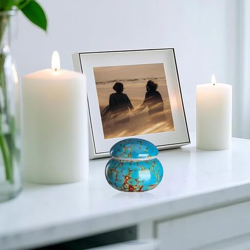 Small Urns for Human Ashes Keepsake,Ceramic Small Cremation Urn for Ashes for Women Adult Male with Gift Box and Velvet Bag 1.6'' Mini Urns for Pet Urn Dog Cat Ashes Keepsake Green in Kuwait