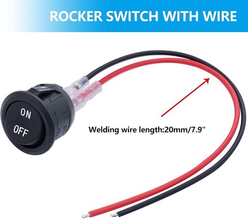 Twidec/10Pcs 12V Round Rocker Switch AC 6A/250V 10A/125V SPST 2 Pin 2 Position On/Off Toggle Switch for Car Boat Automotive RV Black with Pre-soldered Wires KCD1-X-Y in Saudi Arabia