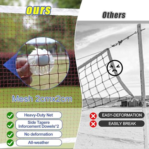 أعمدة الكرة الطائرة وإطار شبكة كرة الريشة - أعمدة خارجية محمولة شديدة التحمل مع عجلات، ارتفاعات قابلة للتعديل 5-6.9 قدم للبالغين والأطفال in Kuwait