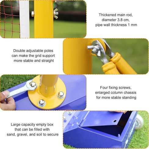 أعمدة الكرة الطائرة وإطار شبكة كرة الريشة - أعمدة خارجية محمولة شديدة التحمل مع عجلات، ارتفاعات قابلة للتعديل 5-6.9 قدم للبالغين والأطفال in Kuwait