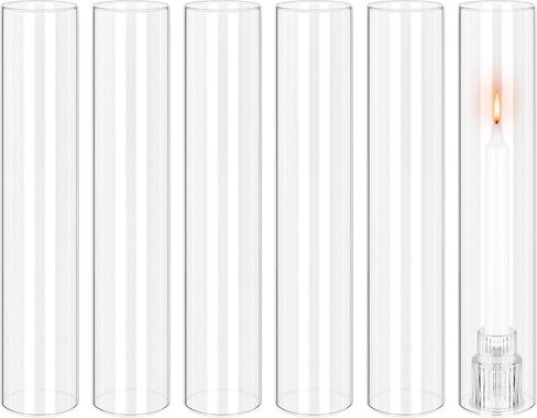 12 PCS حامل شمعة إعصار ، 2.5 "W × 14" H مفتوح الأكمام الاسطوانة الشمعة الزجاجية ، حامل شمعة الأسطوانة الزجاجية الصافية ، غطاء أنبوب شمعة الشمعة المفتوح ، الزجاج الأسطواني القاع in Kuwait