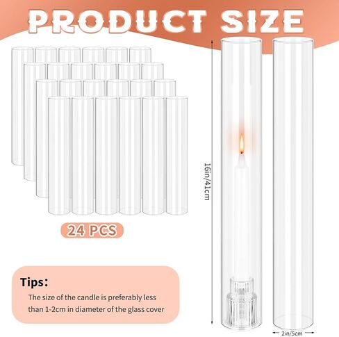 12 PCS حامل شمعة إعصار ، 2.5 "W × 14" H مفتوح الأكمام الاسطوانة الشمعة الزجاجية ، حامل شمعة الأسطوانة الزجاجية الصافية ، غطاء أنبوب شمعة الشمعة المفتوح ، الزجاج الأسطواني القاع in Kuwait