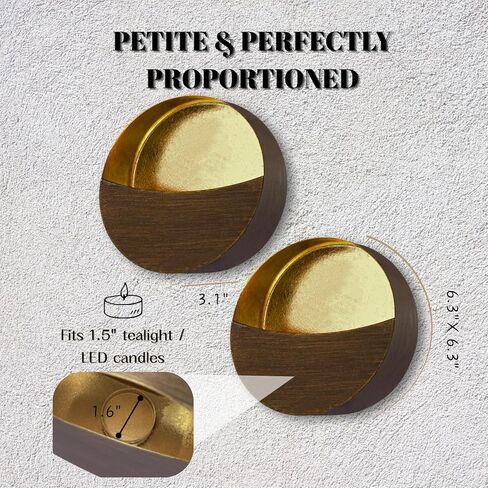 Black Wall Candle Holder Set of 2 with Gold Leaf Interior, Metal Wall Candle Sconces, Vintage Style Wall Decor for Living Room, Bedroom, and Dining Room in Kuwait