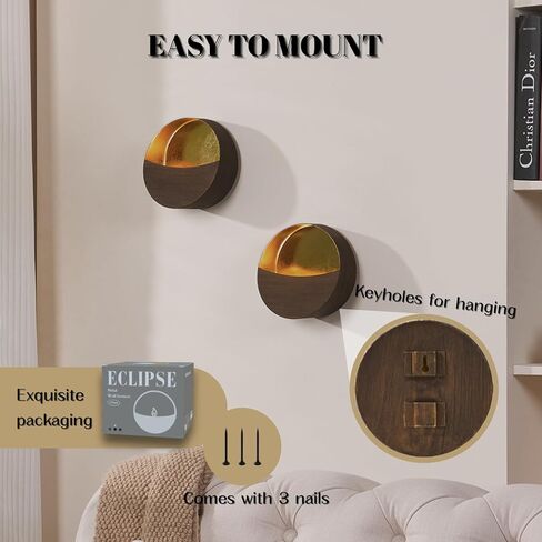 Black Wall Candle Holder Set of 2 with Gold Leaf Interior, Metal Wall Candle Sconces, Vintage Style Wall Decor for Living Room, Bedroom, and Dining Room in Kuwait