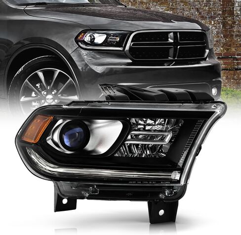 KEEKPO - For 2014-2017 Dodge Durango Black Housing Halogen w/o LED DRL Projector Headlights Headliamps Pair Left+Right in Saudi Arabia