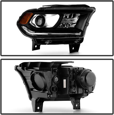 KEEKPO - For 2014-2017 Dodge Durango Black Housing Halogen w/o LED DRL Projector Headlights Headliamps Pair Left+Right in Saudi Arabia
