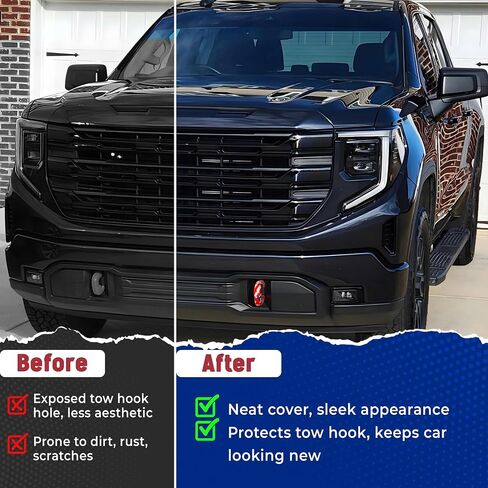 غطاء خطاف السحب متوافق مع GMC Sierra 1500 2019 ، 2020 ، 2021 ، 2022 ، 2023 ، 2024 ، 2025 - تصميم الترقية ، مطاط السيليكون ، الأحمر in Kuwait