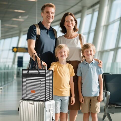 SelfTek Shoe Bag for Travel with Handle, Waterproof Large-Capacity Family Travel Shoe Bag Organizer, Shoe Travel Bags for Packing, Suitable for Luggage Handle (Black) in Kuwait