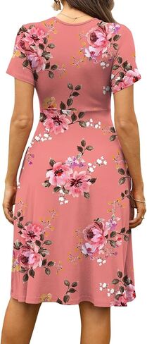 WEACZZY Women's Summer Short Sleeve Casual Dresses V-Neck Floral Party Dress with Pockets in Kuwait