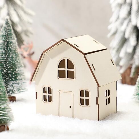 3 Pieces DIY Christmas Village Sets 8 Inch Large Wooden House Wood Craft Kit for Boys Girls Adult Chritsmas Crafts Gift for Winter Xmas Party Decorations in Saudi Arabia