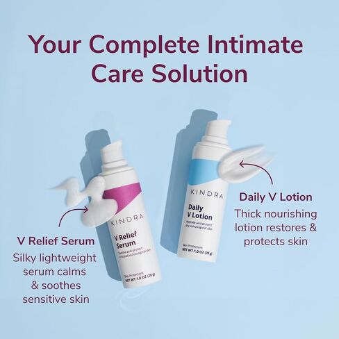 Kindra V Serum - Sensitive Skin Vaginal Vulva Moisturizer Cream Supports Dryness, Burning, Discomfort, Itching - Hormone Free - Up to 60 Applications in Saudi Arabia