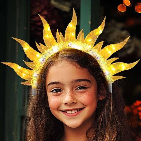 DRESBE Light Up Sun Headbands LED Fire Halo Headband Flame Glow Party Rave Hair Accessories for Girls in Saudi Arabia