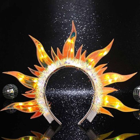 DRESBE Light Up Sun Headbands LED Fire Halo Headband Flame Glow Party Rave Hair Accessories for Girls in Saudi Arabia