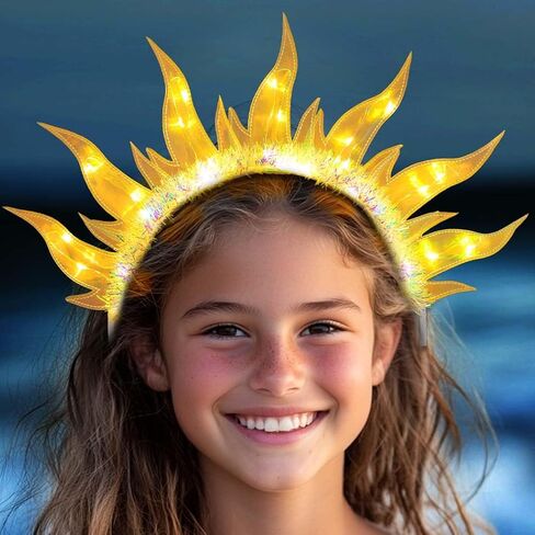 DRESBE Light Up Sun Headbands LED Fire Halo Headband Flame Glow Party Rave Hair Accessories for Girls in Saudi Arabia