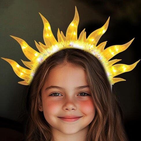 DRESBE Light Up Sun Headbands LED Fire Halo Headband Flame Glow Party Rave Hair Accessories for Girls in Saudi Arabia