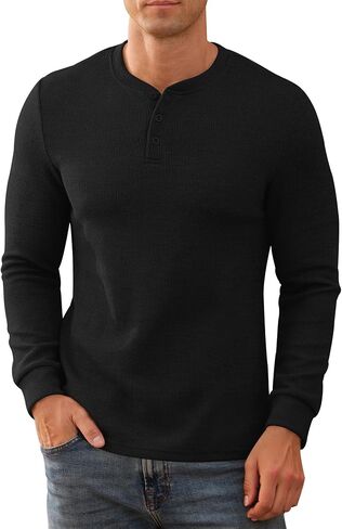 NITAGUT Men's Henley Shirts Long Sleeve Button T-Shirt Fashion Casual Pullover Shirt in Saudi Arabia