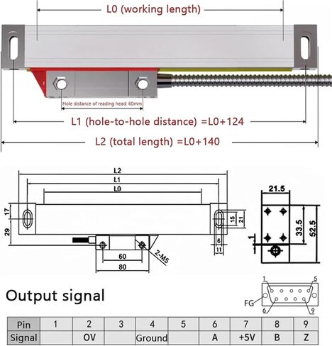 مقياس زجاجي خطي 450 مم إلى 1000 مم مخرطة طحن DRO TTL 5um 5VDC مسطرة صريف مستشعر التشفير (NTS-M 800 مم) in Kuwait