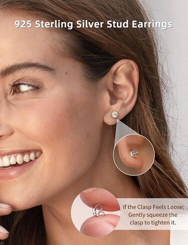 Moissanite Halo Earrings for Women & Men, 1.0-2.0ct, 925 Sterling Silver, 18K White Gold Plated, VVS1 Round Lab-Created Moissanite Stud, Hypoallergenic & Durable, Friction Back Post Earring in Kuwait