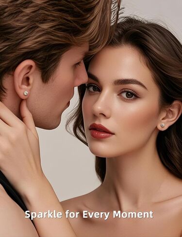 Moissanite Halo Earrings for Women & Men, 1.0-2.0ct, 925 Sterling Silver, 18K White Gold Plated, VVS1 Round Lab-Created Moissanite Stud, Hypoallergenic & Durable, Friction Back Post Earring in Kuwait