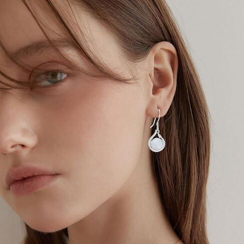 925 Sterling Silver Women's Earrings Opal with Genuine Diamonds Dainty Pendant Earrings Fine Jewelry Gift Mother's Day Birthday for Mom Her in Kuwait