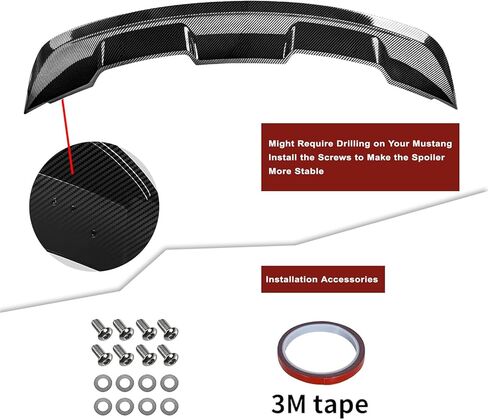Mustang Spoiler - Compatible with 2015-2023 Mustang Shelby/GT/EcoBoost Coupe 2 Door Models - GT 350 GT500 Style Trunk Rear Spoiler Wing in Kuwait