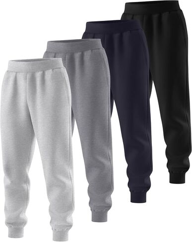 4 Pack Men's Sweatpants Casual Ribbed Tapered Athletic Baggy Joggers Workout Lightweight Track Pants with Pockets in Saudi Arabia