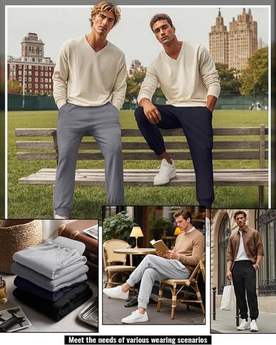 4 Pack Men's Sweatpants Casual Ribbed Tapered Athletic Baggy Joggers Workout Lightweight Track Pants with Pockets in Saudi Arabia