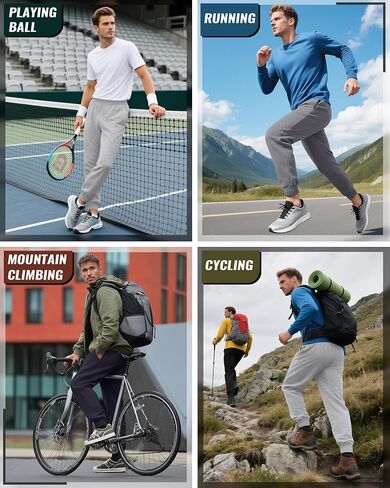 4 Pack Men's Sweatpants Casual Ribbed Tapered Athletic Baggy Joggers Workout Lightweight Track Pants with Pockets in Saudi Arabia