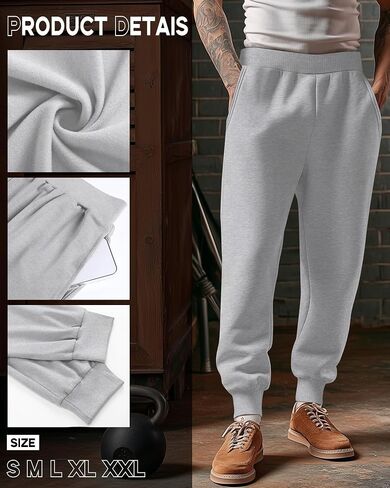4 Pack Men's Sweatpants Casual Ribbed Tapered Athletic Baggy Joggers Workout Lightweight Track Pants with Pockets in Saudi Arabia