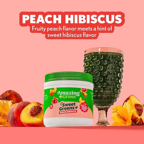 Amazing Grass Sweet Greens and Superfoods Powder for Digestive Health, Greens Powder, Digestive Enzymes, Probiotics, Spirulina, Chlorella, Summer Berry, 30 Servings in Saudi Arabia