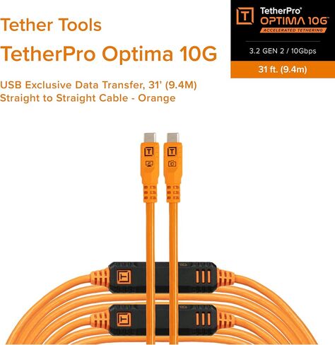 Tether Tools Tetherpro Optima 10g USB نقل البيانات الحصري ، 15 '(4.6 م) مستقيم إلى كابل مستقيم - برتقالي in Kuwait