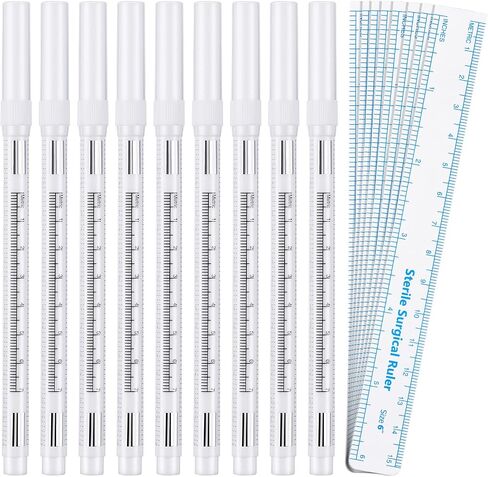 8 Pieces Microblading Marker Pen with Paper Ruler Skin Marker Eyebrow Permanent Makeup Position Mark Tools Stencil Pen for Eyebrow Lips Skin (White, Single Head) in Saudi Arabia