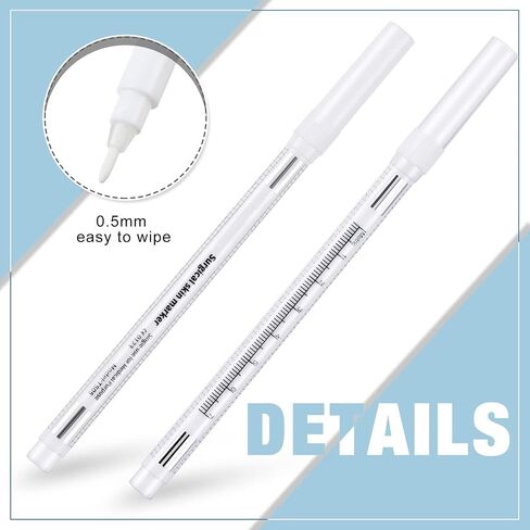 8 Pieces Microblading Marker Pen with Paper Ruler Skin Marker Eyebrow Permanent Makeup Position Mark Tools Stencil Pen for Eyebrow Lips Skin (White, Single Head) in Saudi Arabia