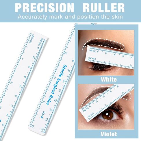 8 Pieces Microblading Marker Pen with Paper Ruler Skin Marker Eyebrow Permanent Makeup Position Mark Tools Stencil Pen for Eyebrow Lips Skin (White, Single Head) in Saudi Arabia
