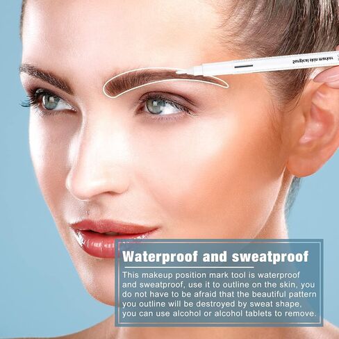 8 Pieces Microblading Marker Pen with Paper Ruler Skin Marker Eyebrow Permanent Makeup Position Mark Tools Stencil Pen for Eyebrow Lips Skin (White, Single Head) in Saudi Arabia
