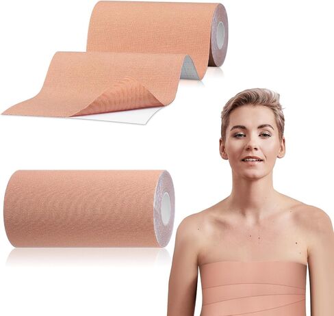 2 Rolls Trans FTM Binder Tape for Chest Binding Adhesive Trans Chest Tape Flat Invisible Tape for Breast Lift Boob Body Shaping, 4 Inch x 13 ft Each in Saudi Arabia