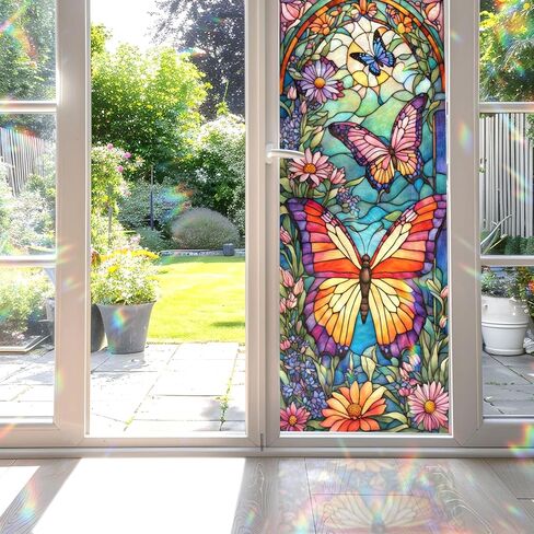 Sunflower Stained Glass Window Film, Decorative Sunflower Stained Glass Window Film, Sunflower Stained Glass Window Film for Bathroom Shower Door Heat Anti UV in Kuwait