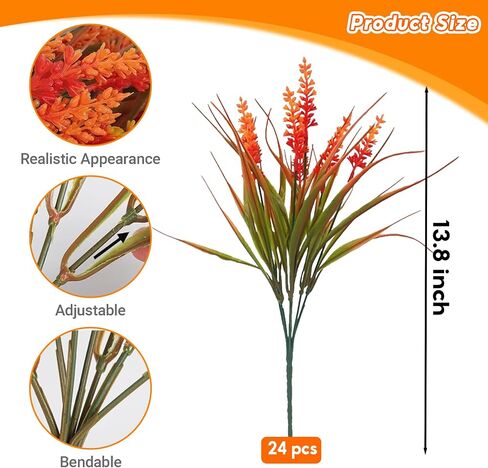 24PCS Artificial Flowers for Outdoors – UV Resistant Fake Flowers, Lavender Artificial Flowers Plastic Faux Plants for Garden Home Porch Hanging Planters Window Box Decor in Saudi Arabia
